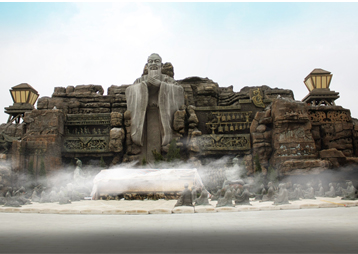 江苏常州春秋公园——假山与人物雕塑